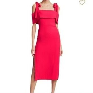 ml monique lhuillier lily sweetheart faille midi dress Monique Lhuillier | Dresses | 445 Nwt Ml Monique Lhuillier Lily Faille Midi  Dress In Wildrose Sz 4